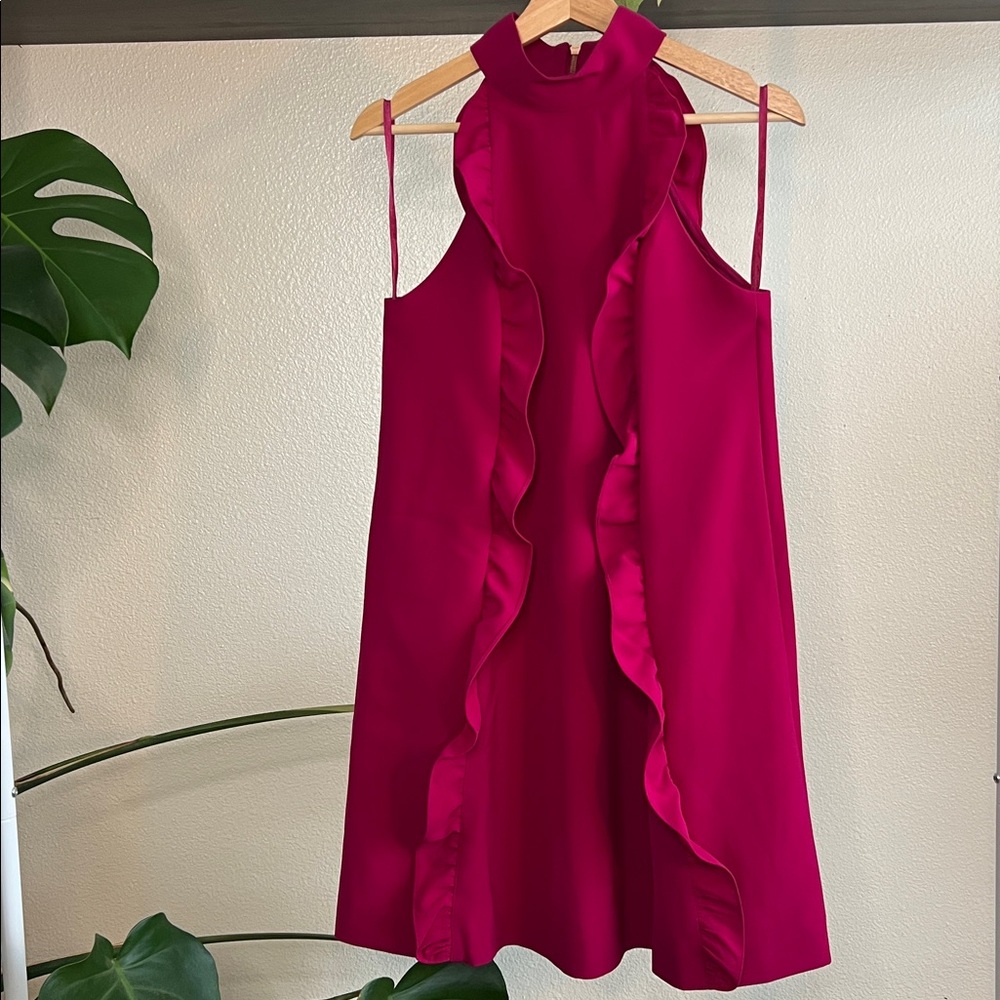 Ted Baker Torriya Ruffle Halterneck Dress | Magenta Pink | Ted Sz  2 | US Sz 4-6